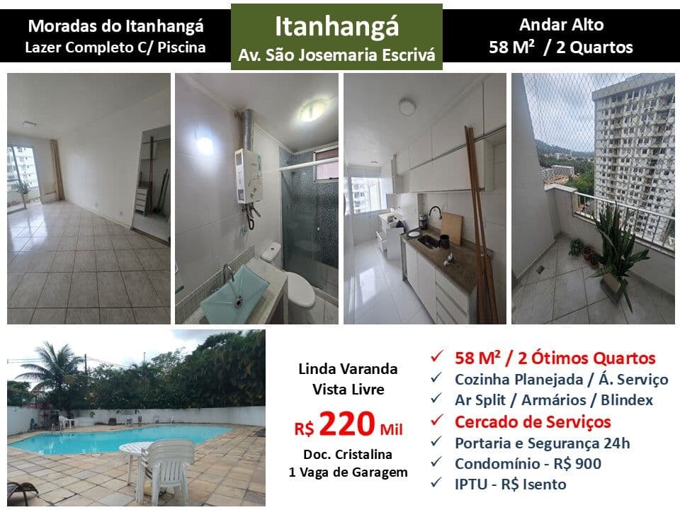 Apto Barra da Tijuca Itanhangá Moradas do Itanhangá 58M² 2