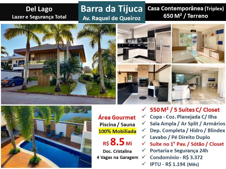 Casa Barra da Tijuca Del Lago 550M²