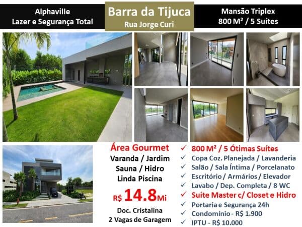 Casa Barra da Tijuca Alphavile 800M²