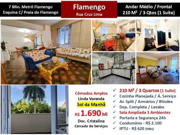 Apto Flamengo Cruz Lima 210M²
