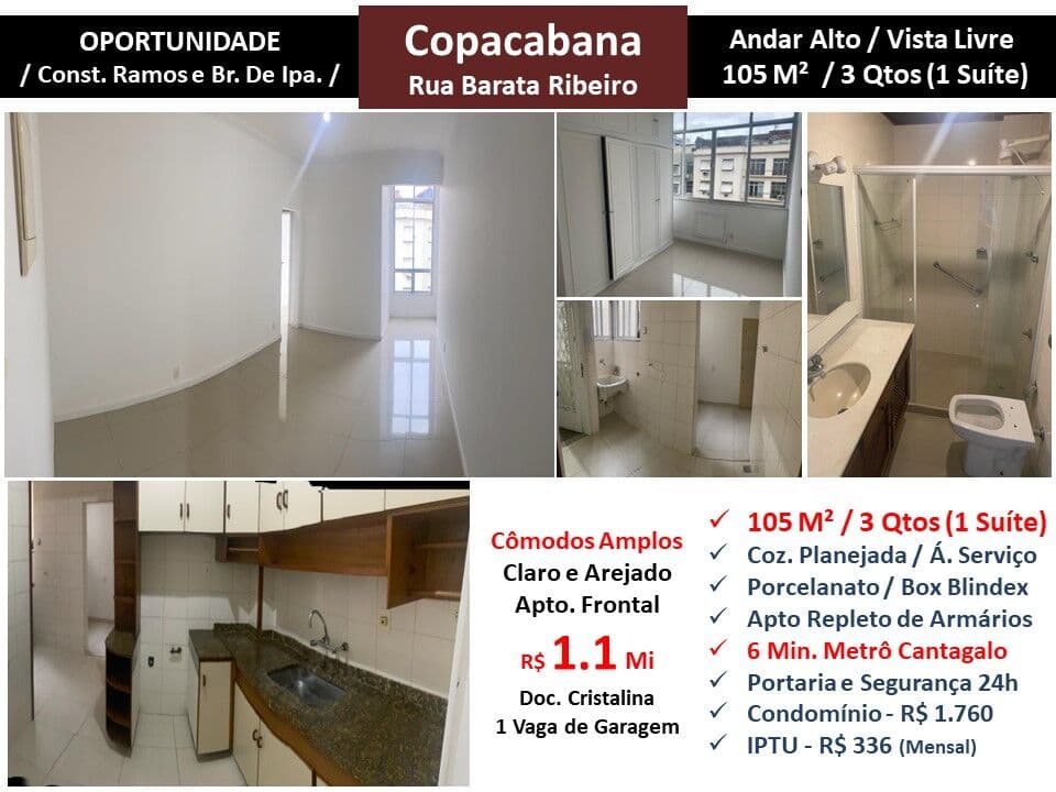 Apto Copacabana Barata Ribeiro 105M²