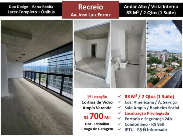 Apto Recreio Barra Bonita Duo Design 83M²