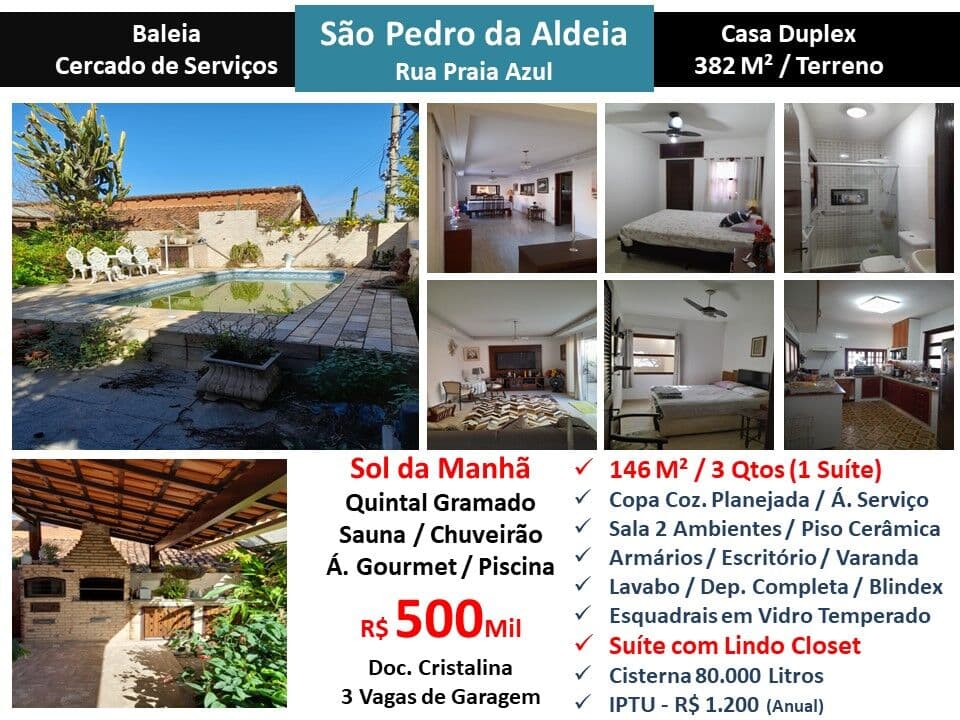 Casa São Pedro da Aldeia Praia Azul Baleia 146M²
