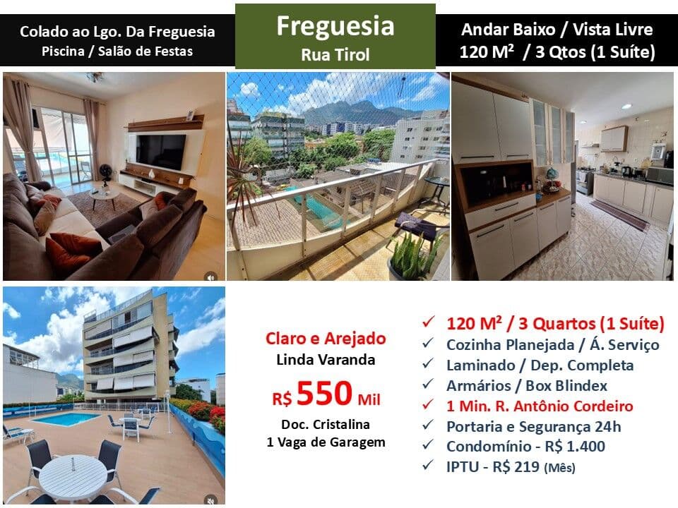 Apto JPA Freguesia Tirol 120M²