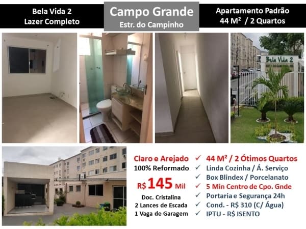 Apto Campo Grande Campinho Bela Vida 2 44M²