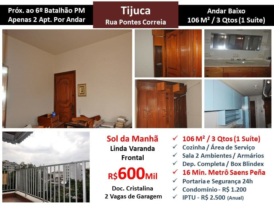 Apto Tijuca Pontes Correia 106M²