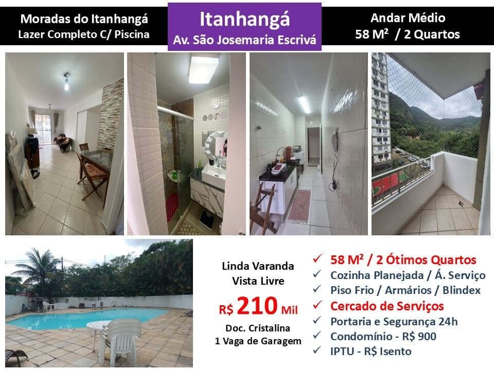 Apto Barra da Tijuca Itanhangá Moradas do Itanhangá 58M²