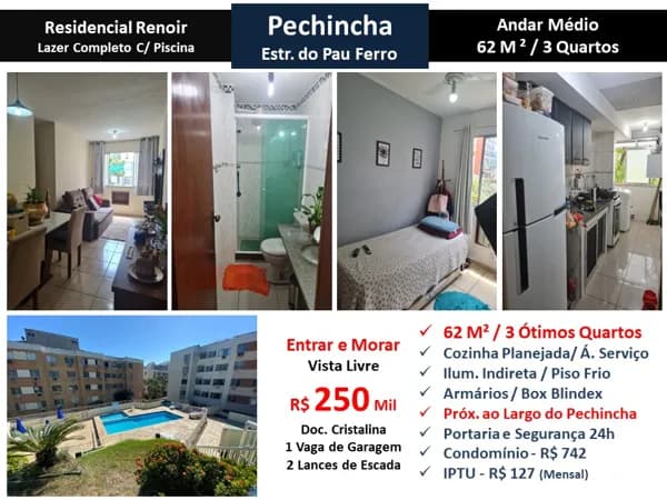 Apto JPA Pechincha Renoir 62M² 2