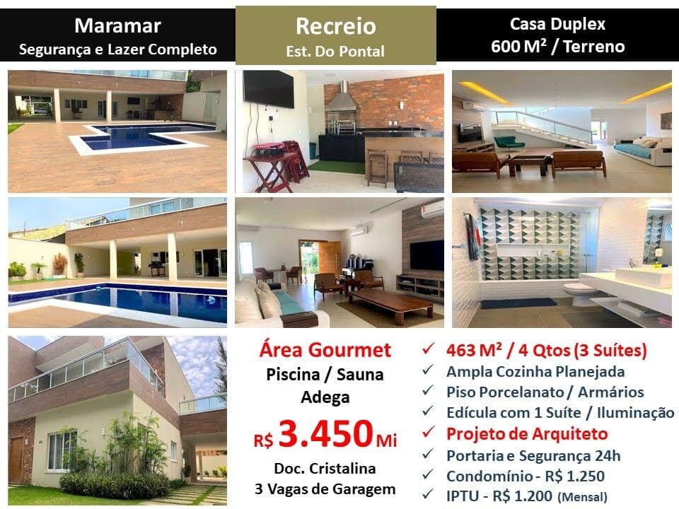 Casa Recreio Maramar 463M²