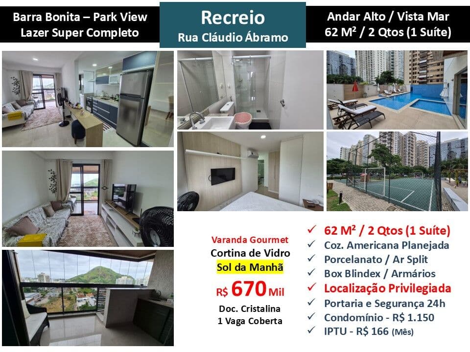 Apto Recreio Barra Bonita Park View 62M²