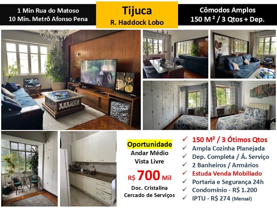 Apto Tijuca Haddock Lobo 150M²