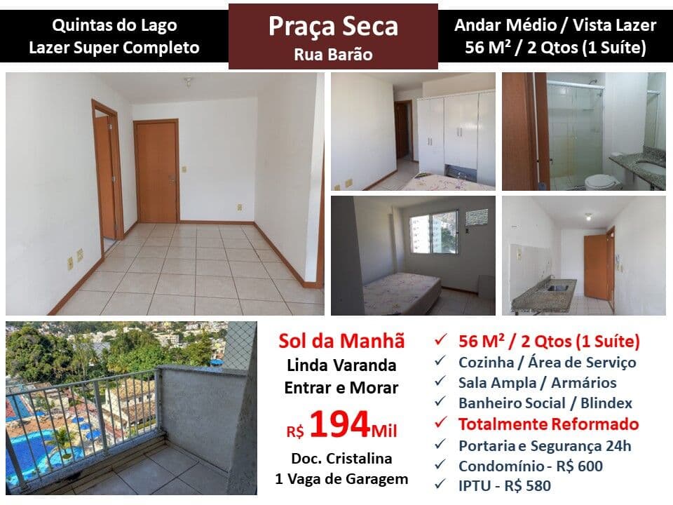 Apto JPA Praça Seca Quintas do Lago 56M²