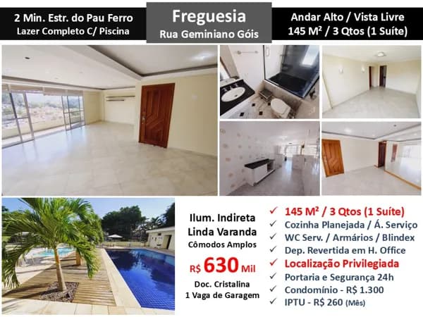 Apto JPA Freguesia Geminiano Góis Lucia Branco 145M²