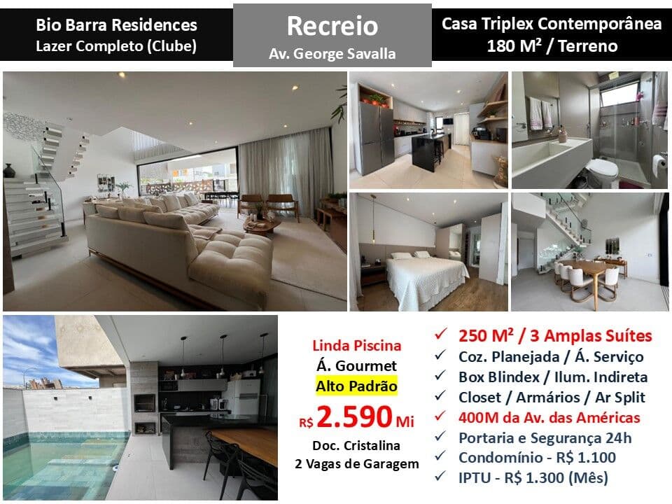 Casa Recreio Bio Barra Residences 250M²