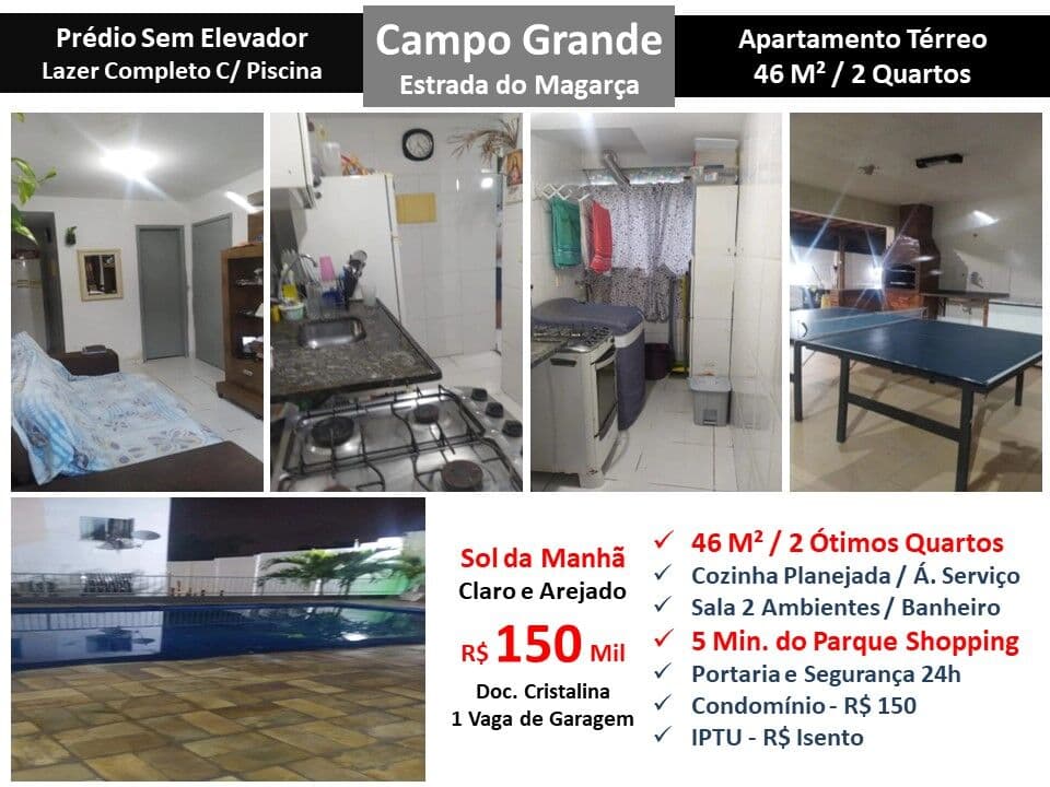 Apto Campo Grande Estrada do Magarça 46M²