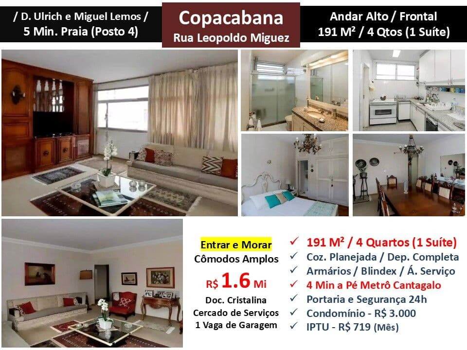 Apto Copacabana Leopoldo Miguez 191M²