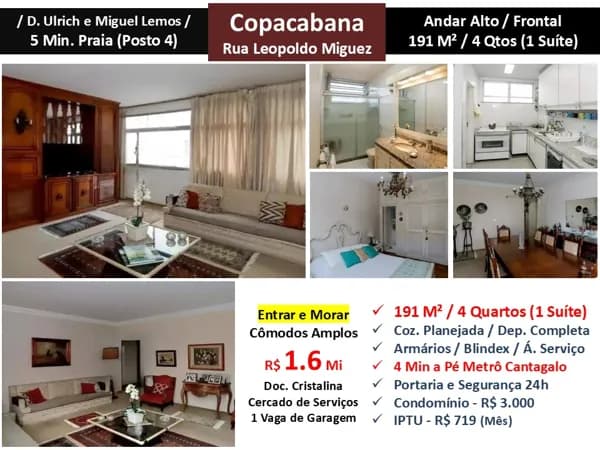 Apto Copacabana Leopoldo Miguez 191M²