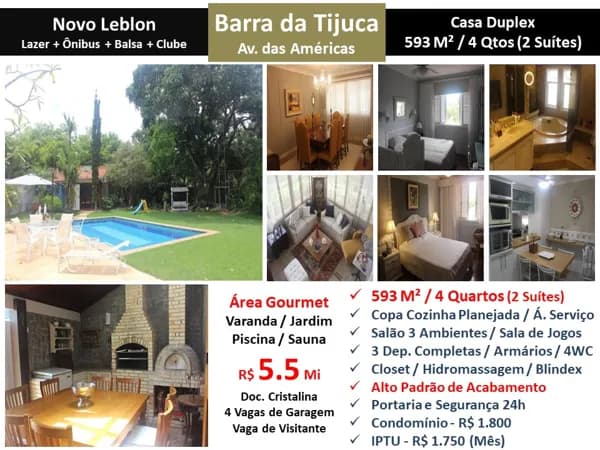 Casa Barra da Tijuca Novo Leblon 593M² 2