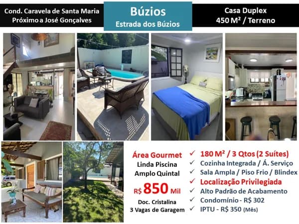 Casa Búzios Caravela de Santa Maria 180M²