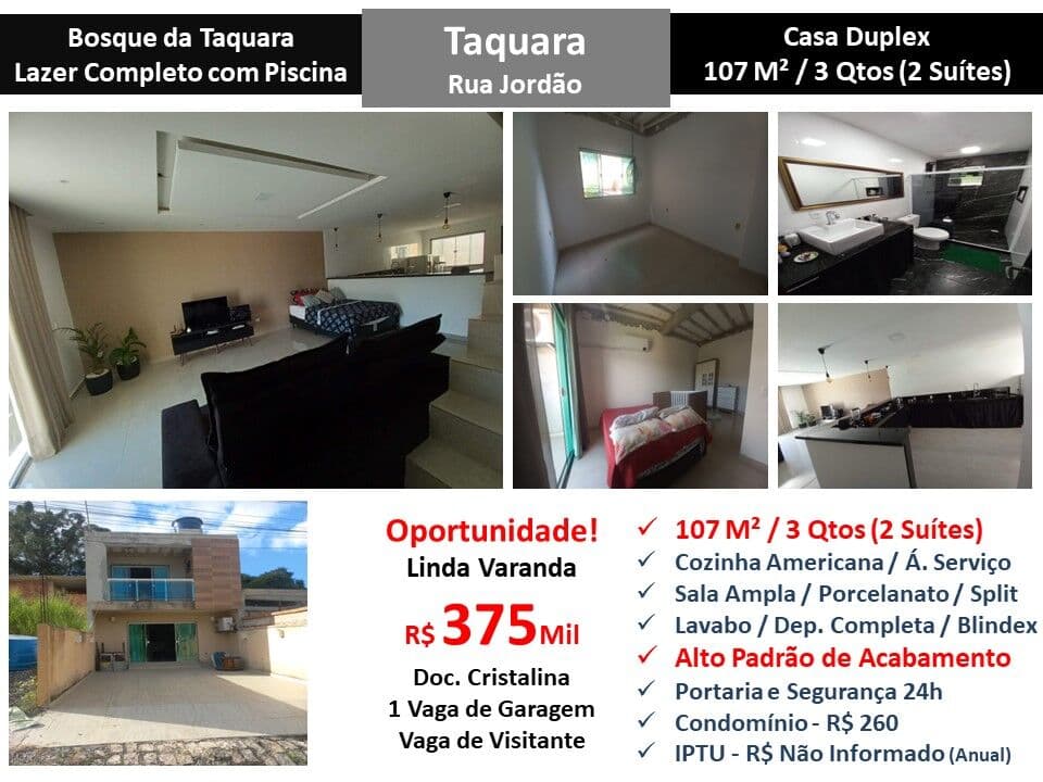 Casa JPA Taquara Jordão Bosque da Taquara 107M²
