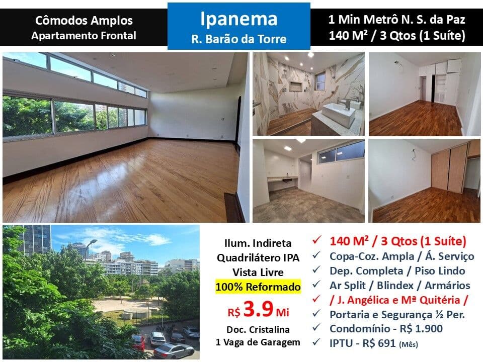 Apto Ipanema Barão da Torre 140M²
