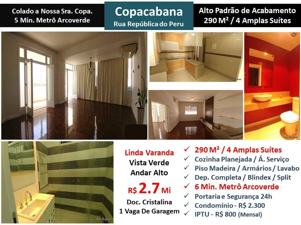 Apto Copacabana República do Peru 290M²