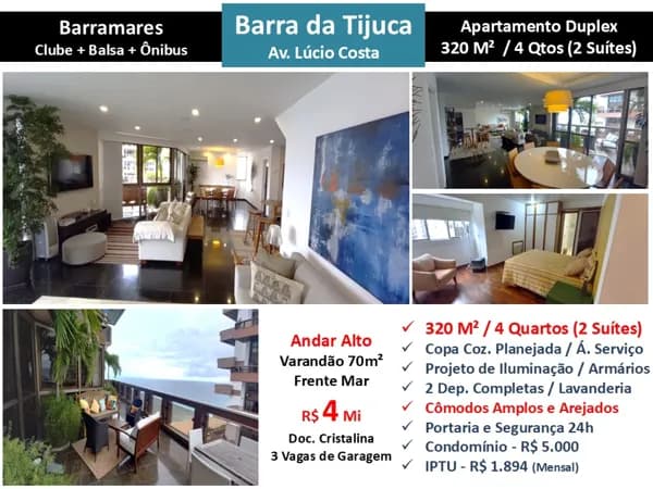 Apto Barra da Tijuca Praia Barramares 320M² 2
