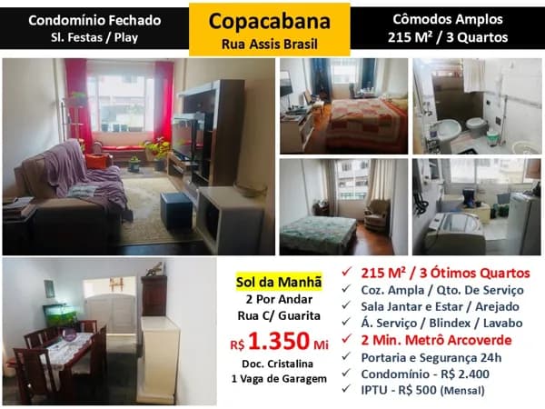 Apto Copacabana Assis Brasil 215M²