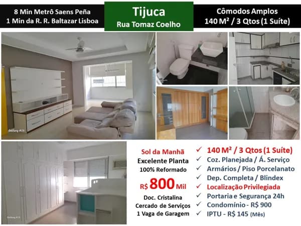 Apto Tijuca Tomaz Coelho 140M²
