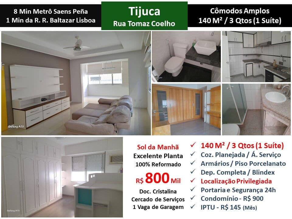 Apto Tijuca Tomaz Coelho 140M²