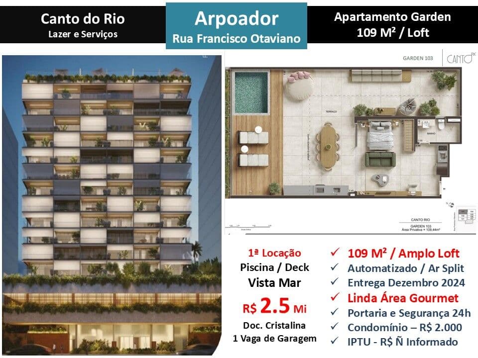 Apto Arpoador Canto do Rio 109M²