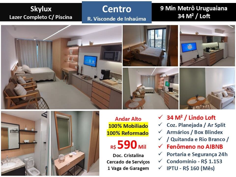 Apto Centro Visconde de Inhaúma Skylux 34M² 2