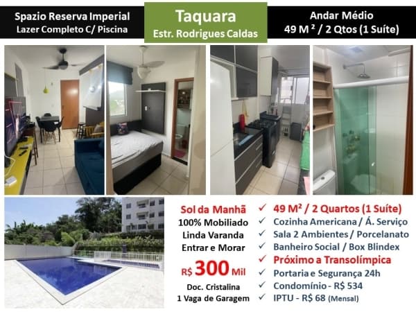 Apto JPA Taquara Spazio Reserva Imperial 49M² 2