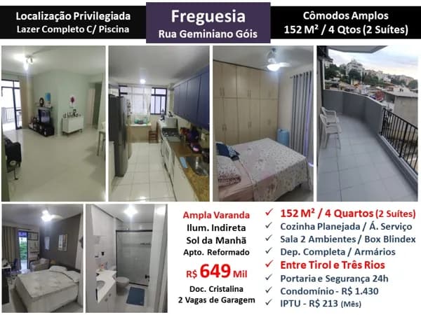 Apto JPA Freguesia Geminiano Góis 152M²