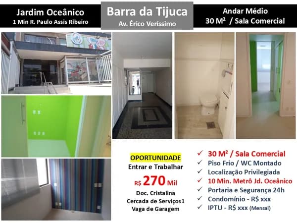 Sala Barra da Tijuca JO Érico Veríssimo 30M²