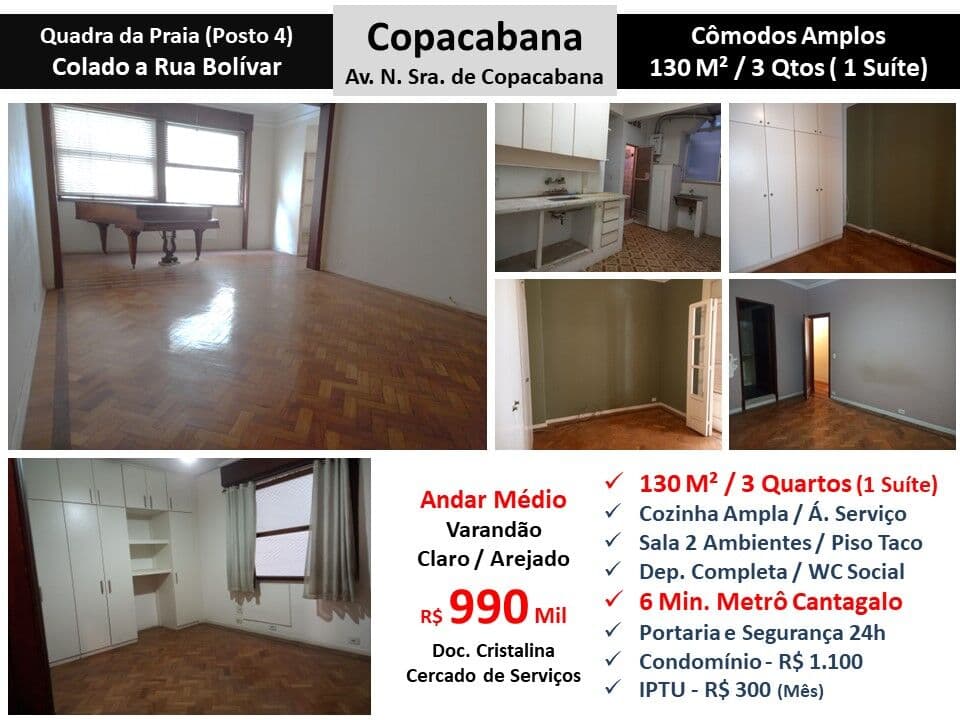 Apto Copacabana N.S. de Copacabana 130M²