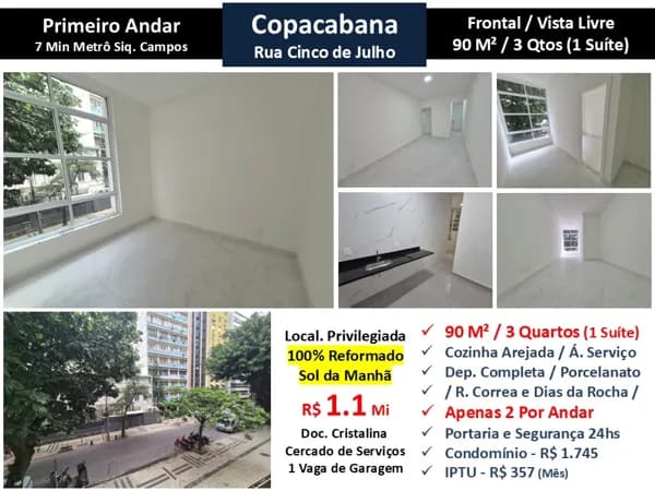 Apto Copacabana Cinco de Julho 90M²