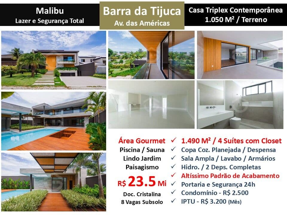 Casa Barra da Tijuca Malibu 1490M²