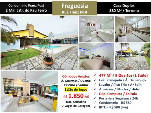 Casa JPA Freguesia Franz Post 477M²