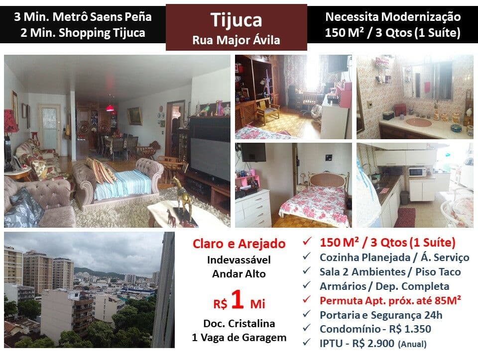 Apto Tijuca Major Avila 150M²