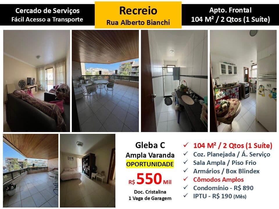 Apto Recreio Gleba C Alberto Bianchi 104M²