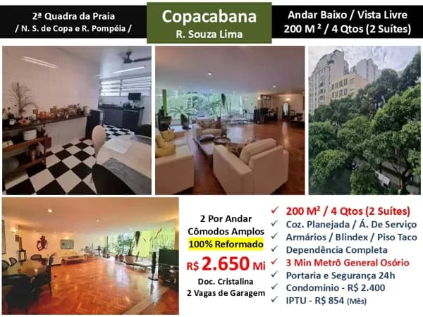 Apto Copacabana Souza Lima 200M²