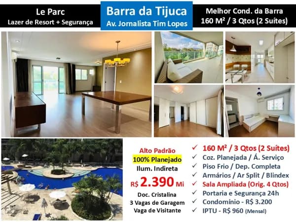 Apto Barra da Tijuca Le Parc 160M²
