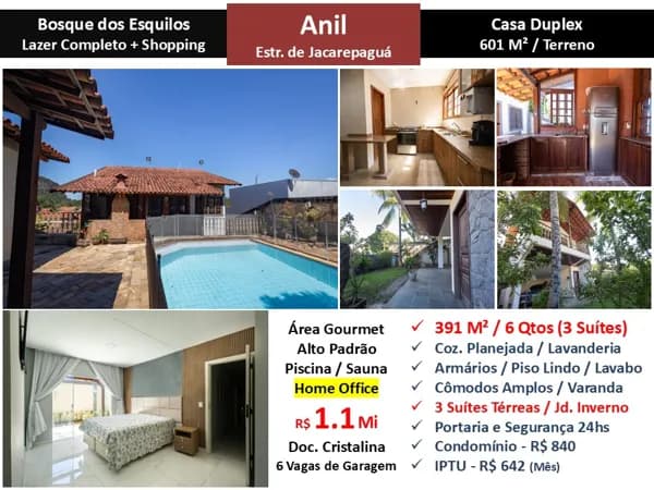 Casa JPA Anil Bosque dos Esquilos 391M²