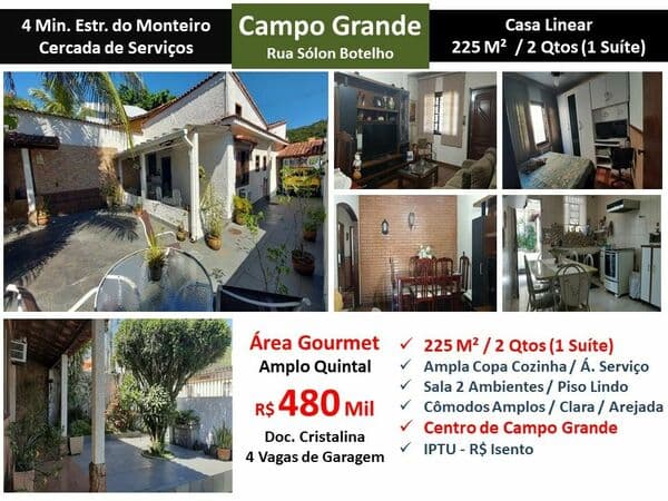 Casa Campo Grande Solon Botelho 225M² Linear