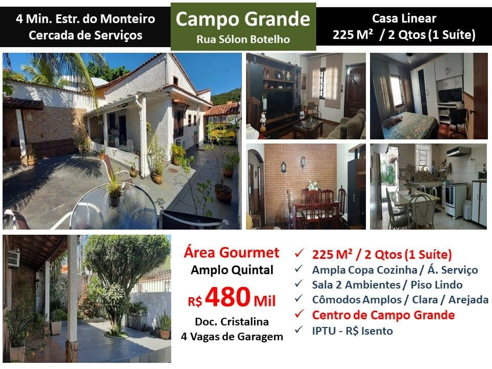 Casa Campo Grande Solon Botelho 225M² Linear