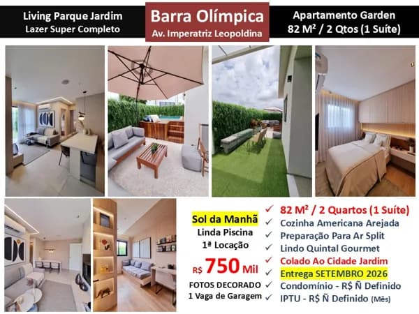 Apto Barra Olímpica Living Parque Jardim 82M² Garden