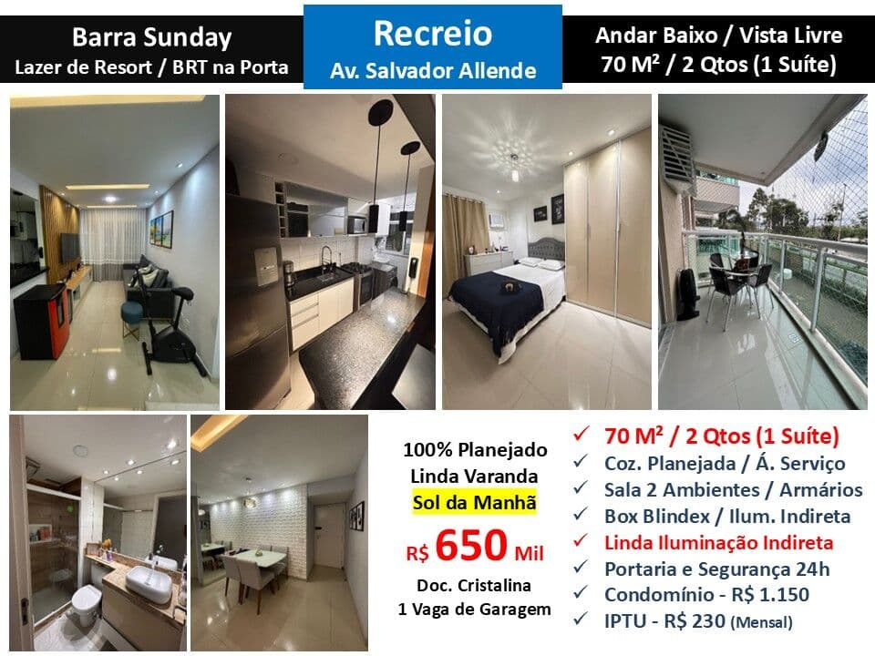 Apto Recreio Barra Sunday 70M²