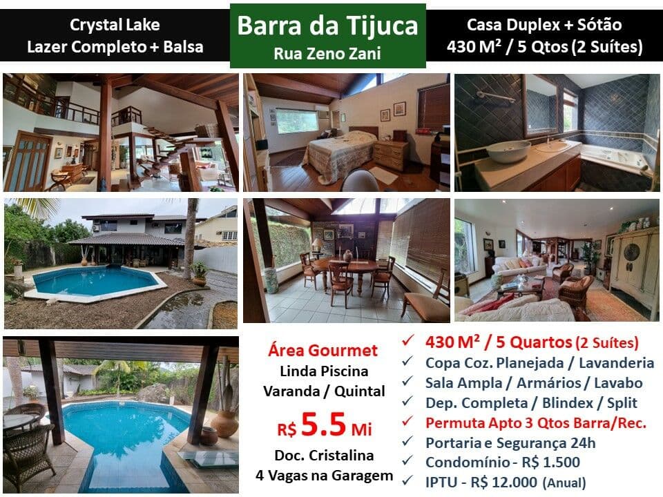 Casa Barra da Tijuca Crystal Lake 430M²