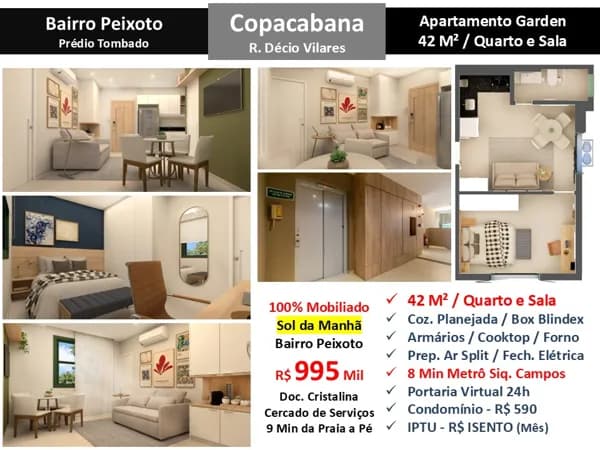 Apto Copacabana Décio Vilares 42M² Garden